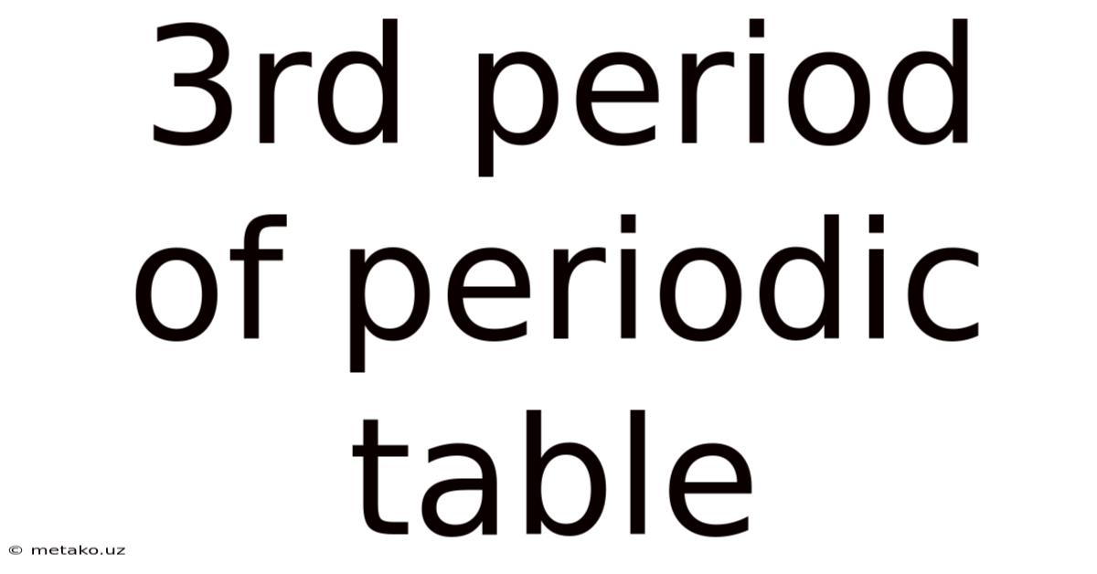 3rd Period Of Periodic Table