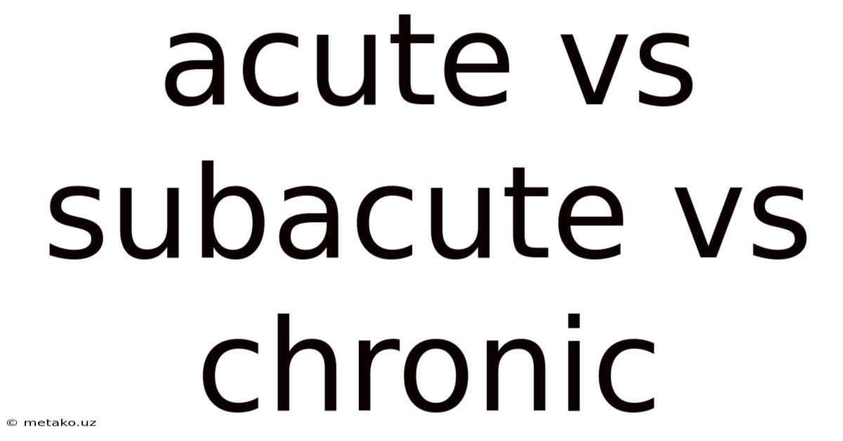 Acute Vs Subacute Vs Chronic