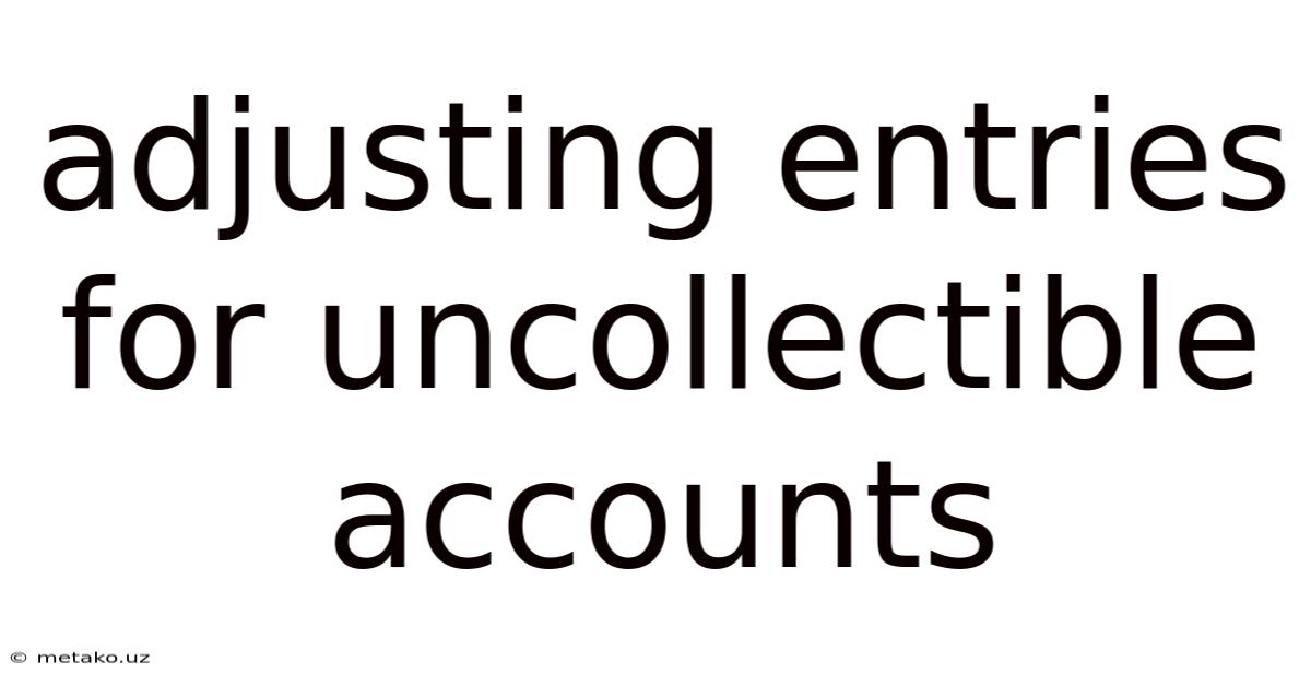 Adjusting Entries For Uncollectible Accounts