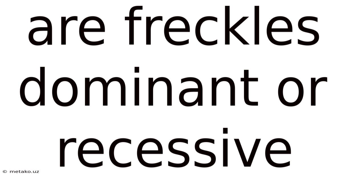 Are Freckles Dominant Or Recessive