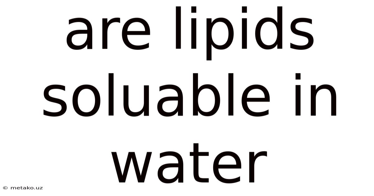 Are Lipids Soluable In Water