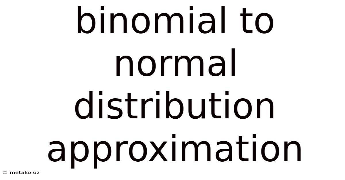 Binomial To Normal Distribution Approximation