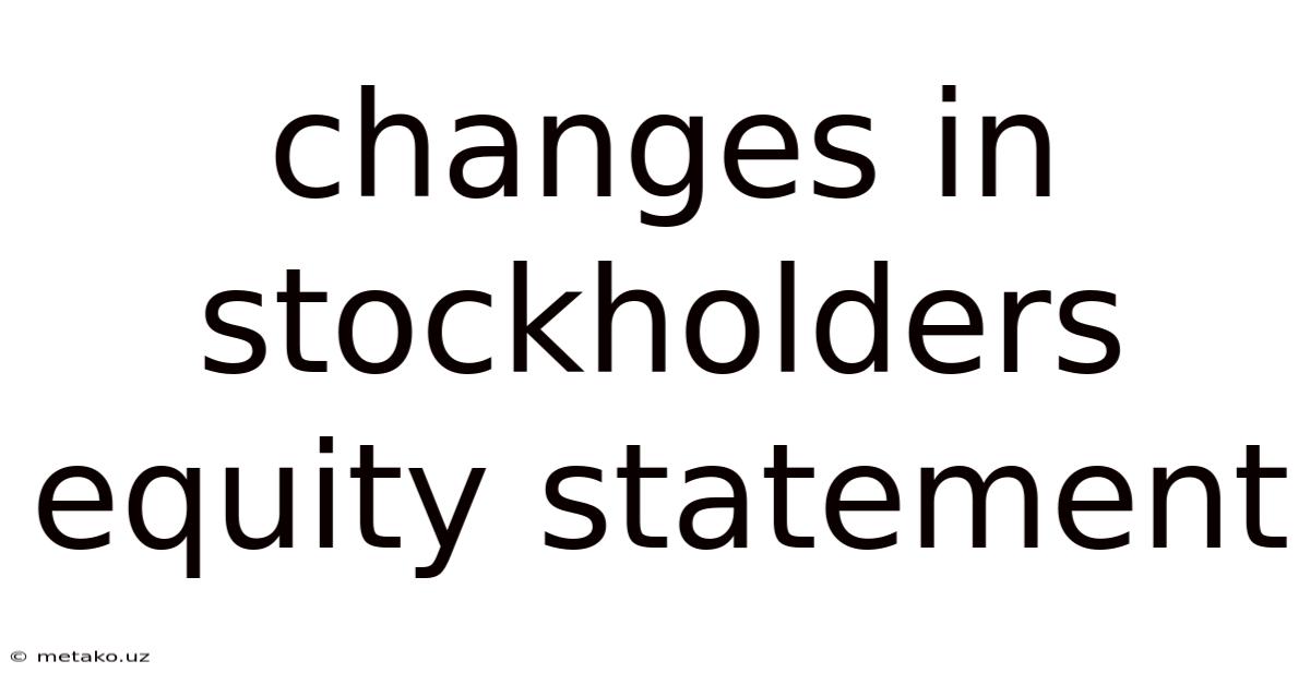 Changes In Stockholders Equity Statement