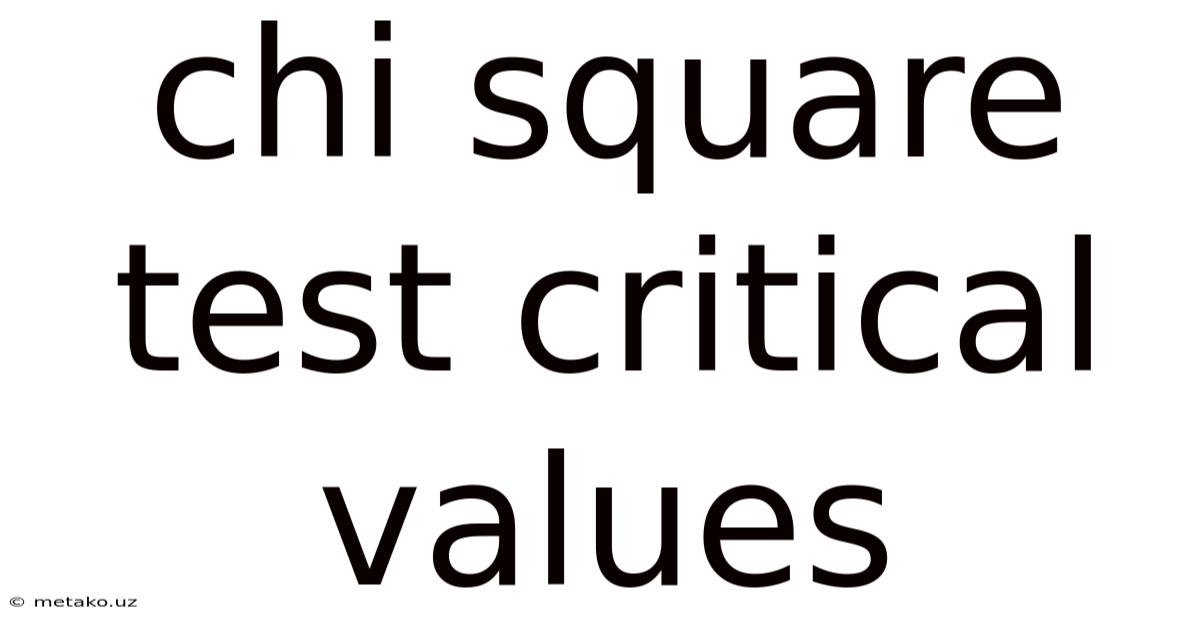 Chi Square Test Critical Values
