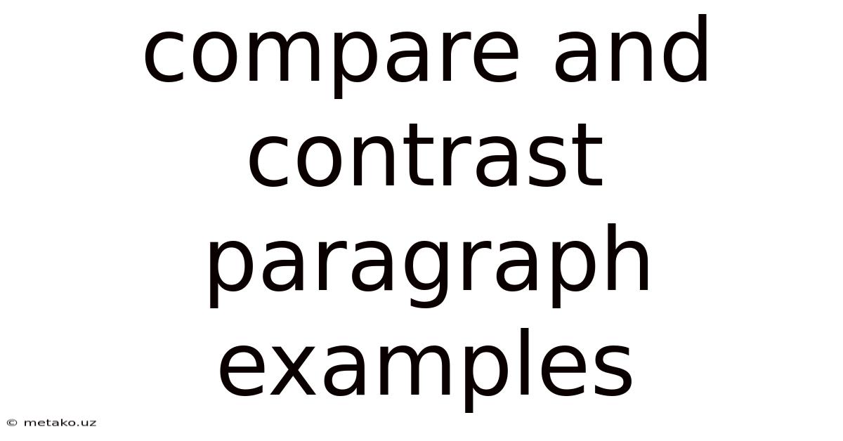 Compare And Contrast Paragraph Examples