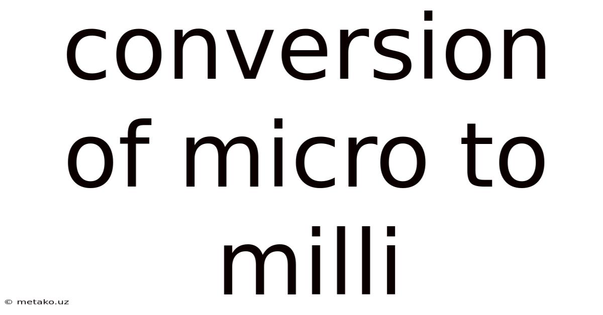 Conversion Of Micro To Milli
