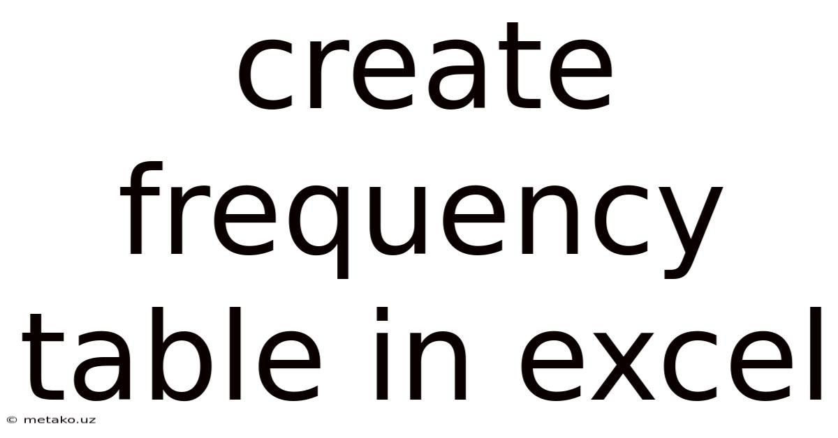Create Frequency Table In Excel