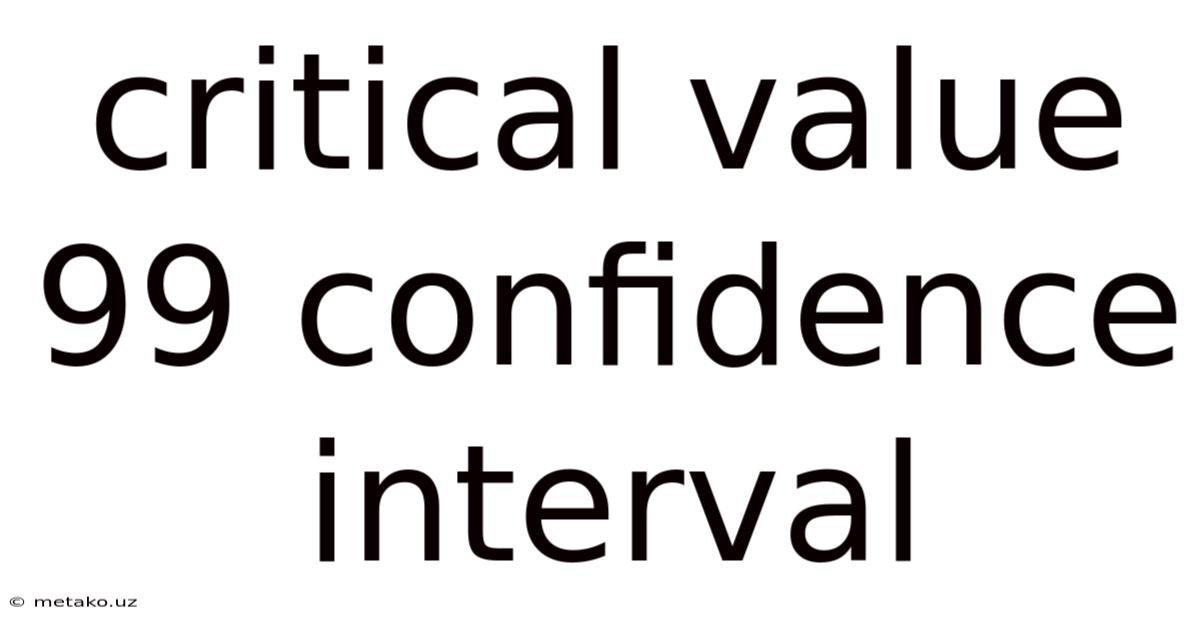 Critical Value 99 Confidence Interval