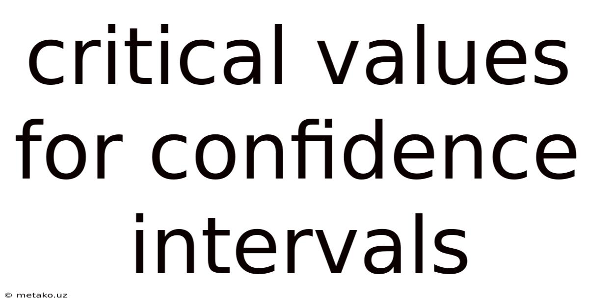 Critical Values For Confidence Intervals