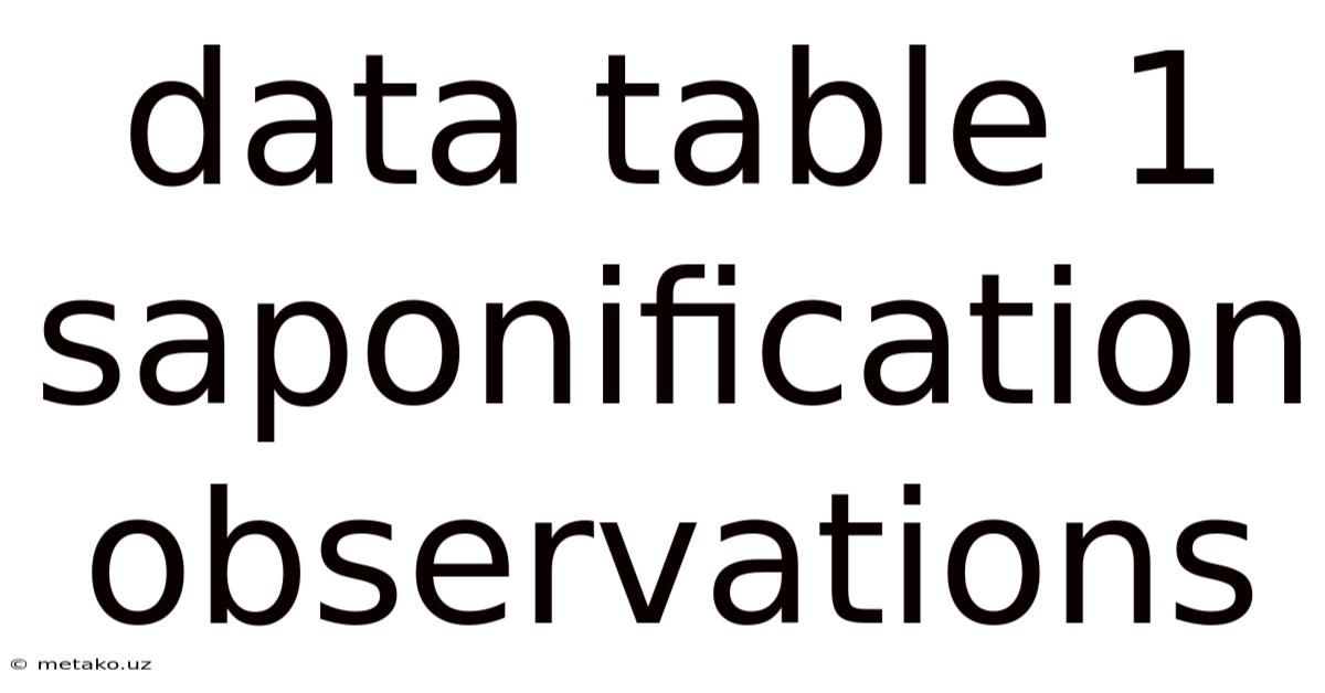 Data Table 1 Saponification Observations