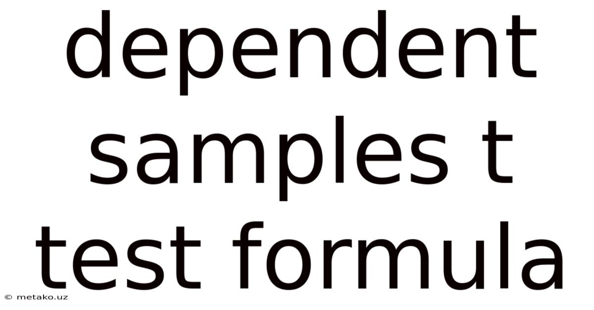 Dependent Samples T Test Formula
