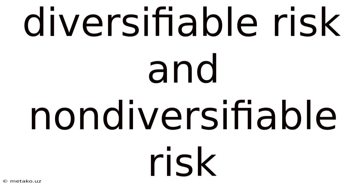 Diversifiable Risk And Nondiversifiable Risk