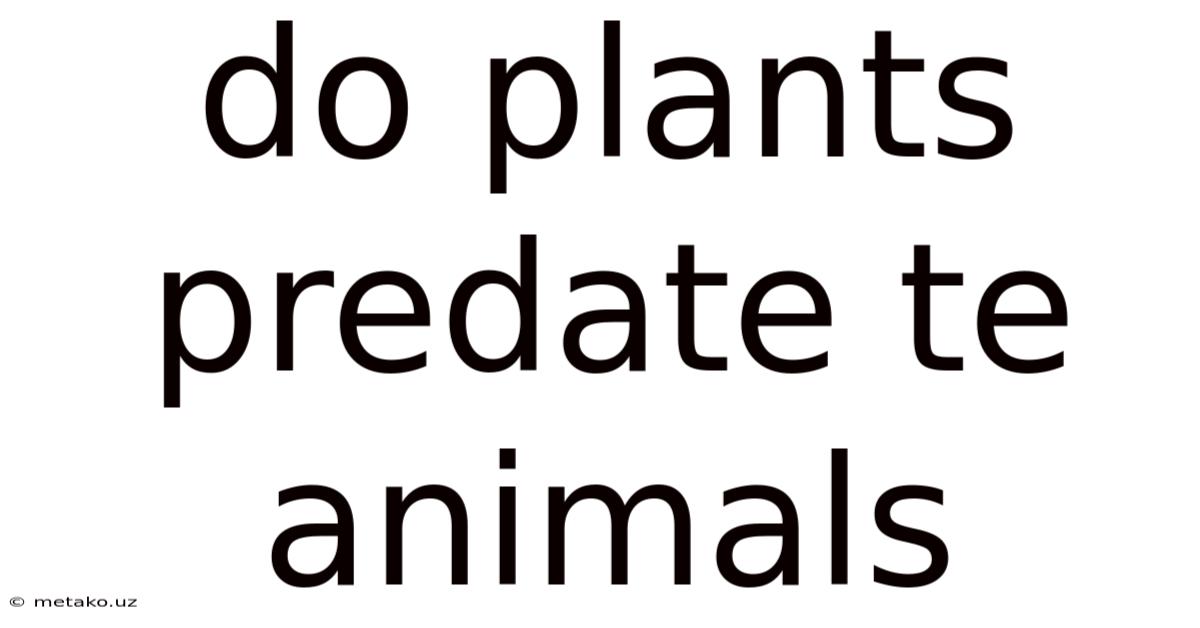 Do Plants Predate Te Animals