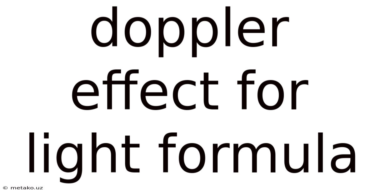 Doppler Effect For Light Formula
