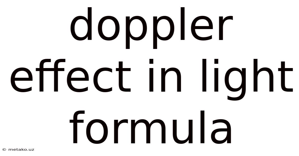 Doppler Effect In Light Formula