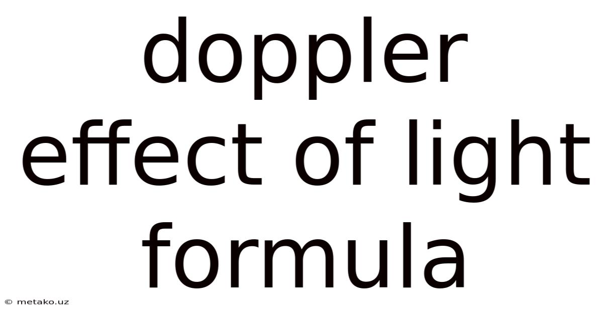 Doppler Effect Of Light Formula