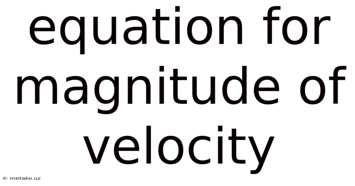 Equation For Magnitude Of Velocity