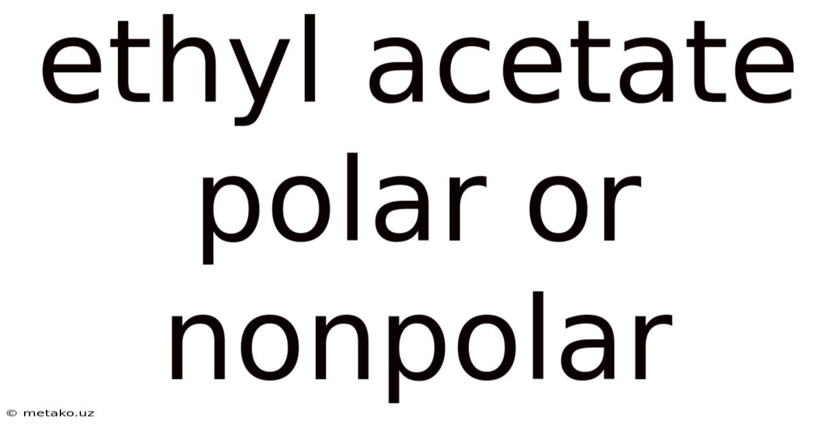 Ethyl Acetate Polar Or Nonpolar