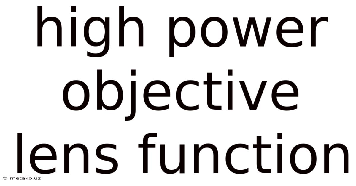 High Power Objective Lens Function