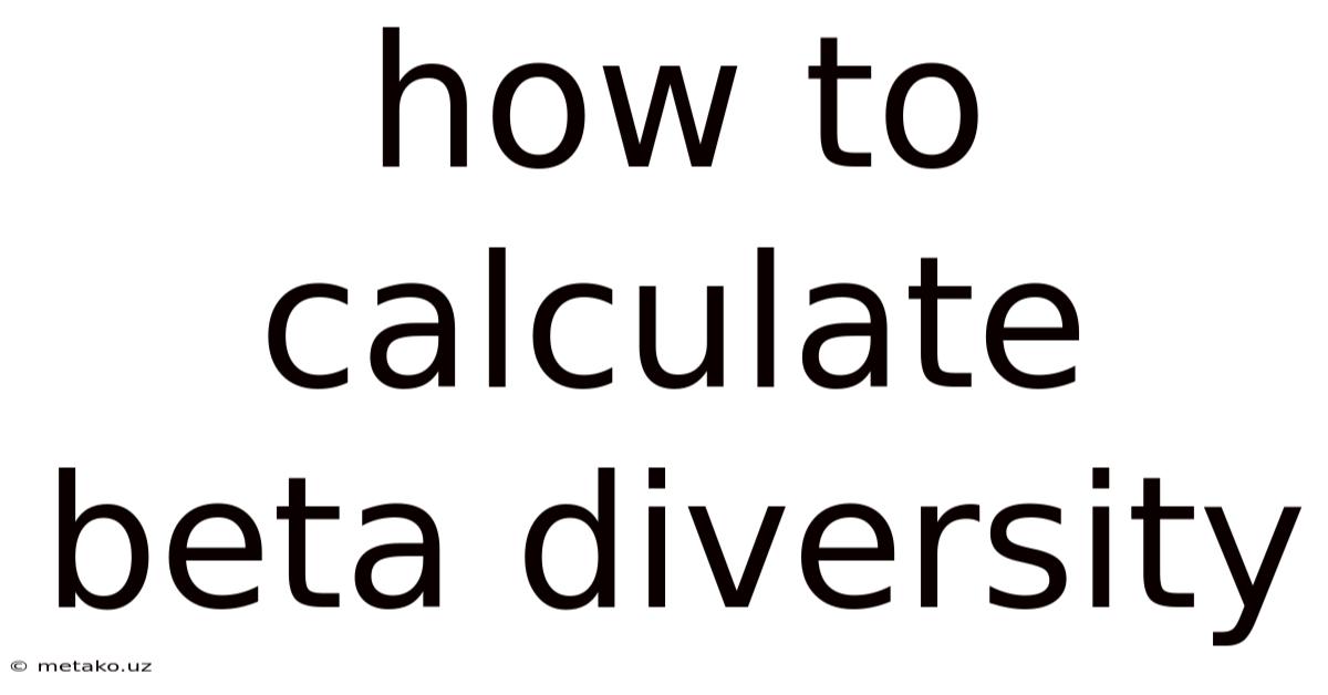 How To Calculate Beta Diversity
