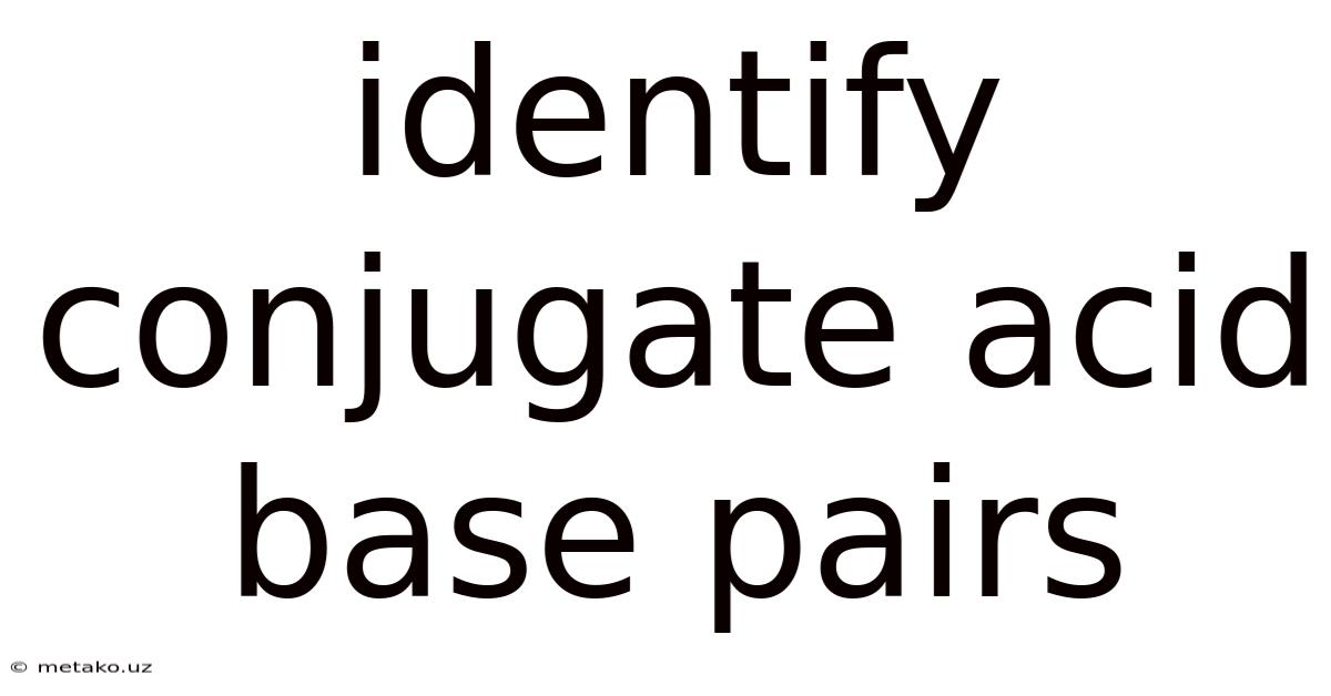 Identify Conjugate Acid Base Pairs