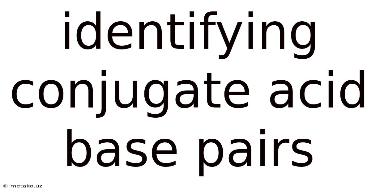 Identifying Conjugate Acid Base Pairs