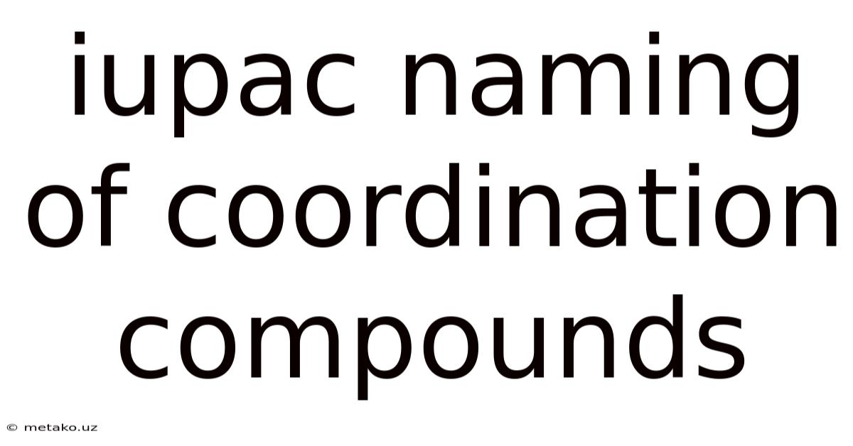 Iupac Naming Of Coordination Compounds