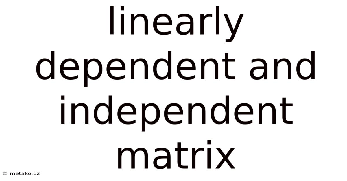 Linearly Dependent And Independent Matrix