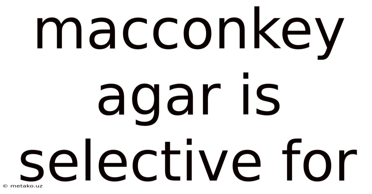 Macconkey Agar Is Selective For