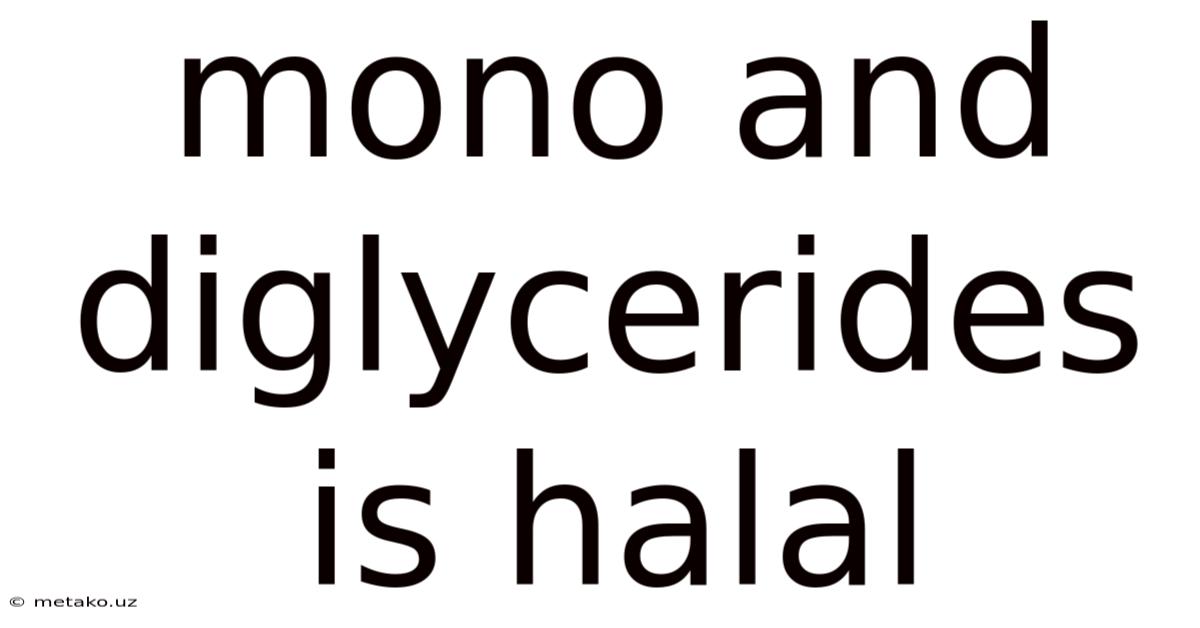 Mono And Diglycerides Is Halal