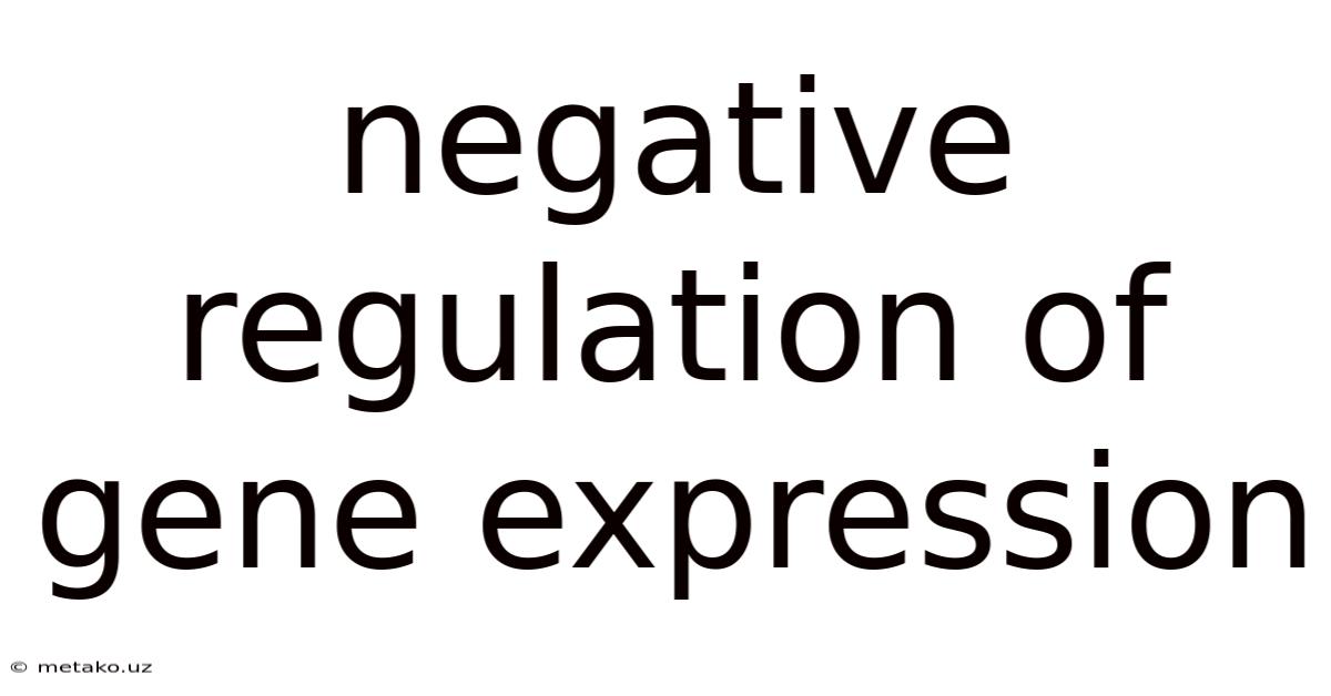 Negative Regulation Of Gene Expression
