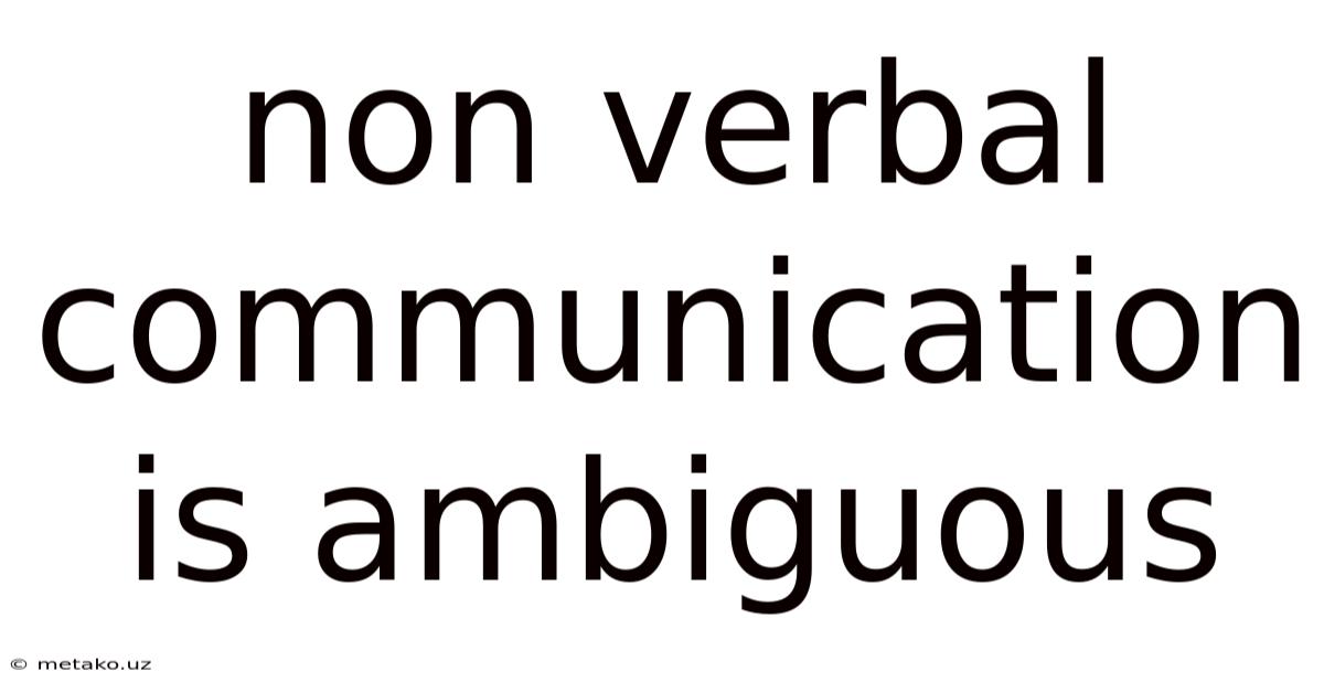 Non Verbal Communication Is Ambiguous