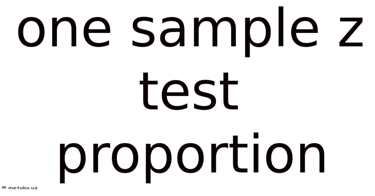 One Z Test Examples One Sample Z Test Proportion