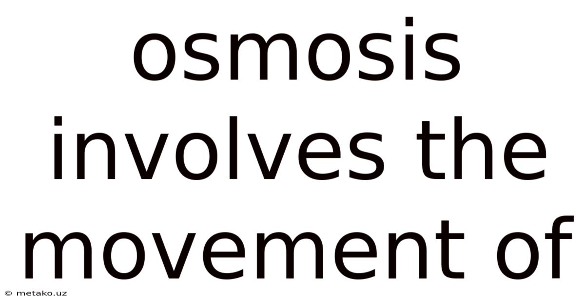 Osmosis Involves The Movement Of
