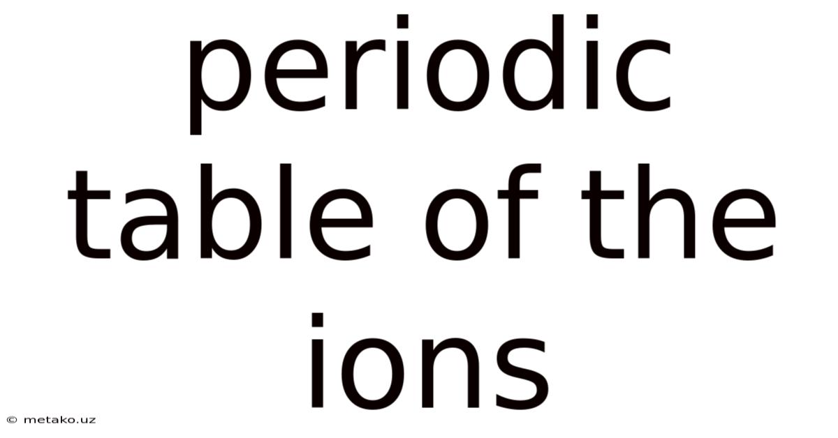 Periodic Table Of The Ions