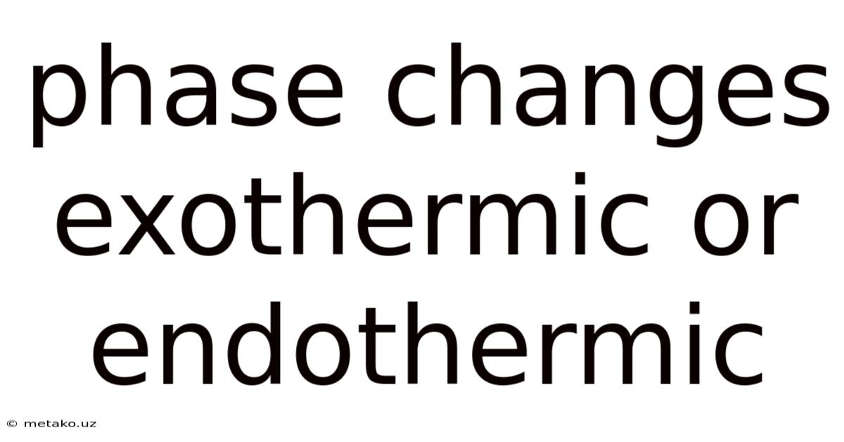 Phase Changes Exothermic Or Endothermic