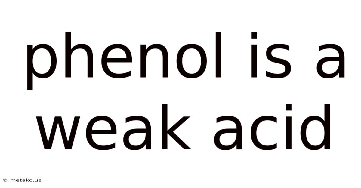 Phenol Is A Weak Acid