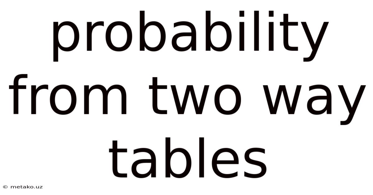 Probability From Two Way Tables
