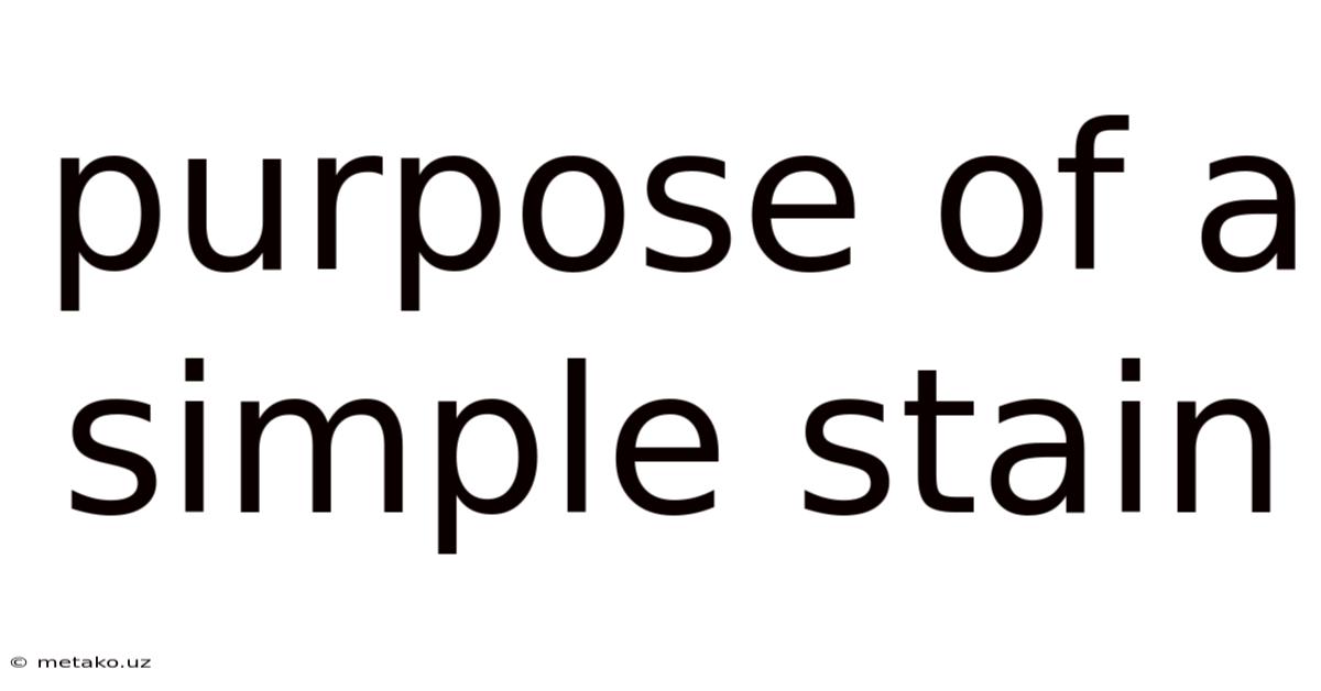Purpose Of A Simple Stain