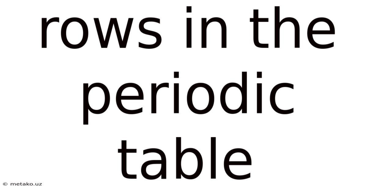 Rows In The Periodic Table