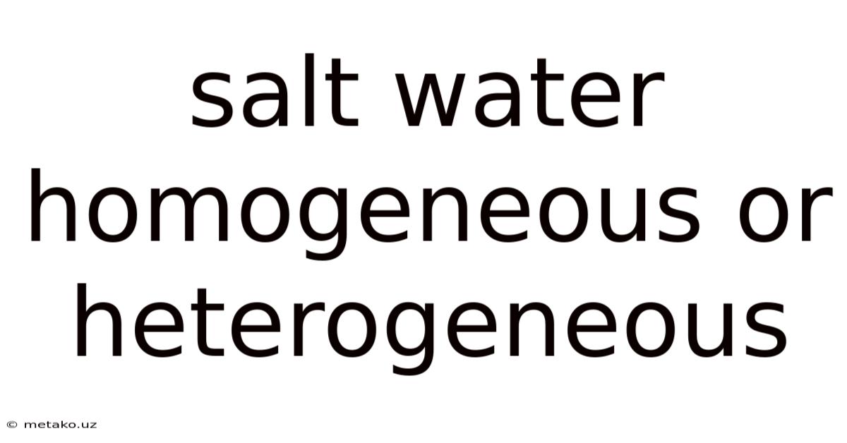 Salt Water Homogeneous Or Heterogeneous