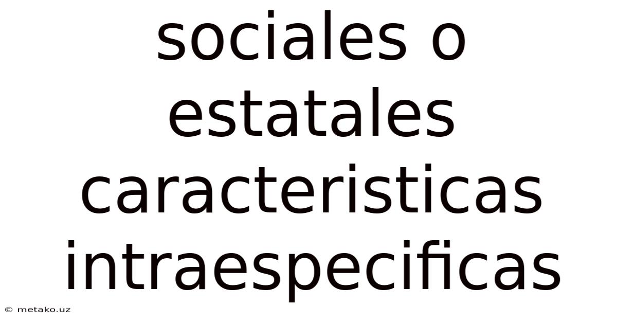 Sociales O Estatales Caracteristicas Intraespecificas
