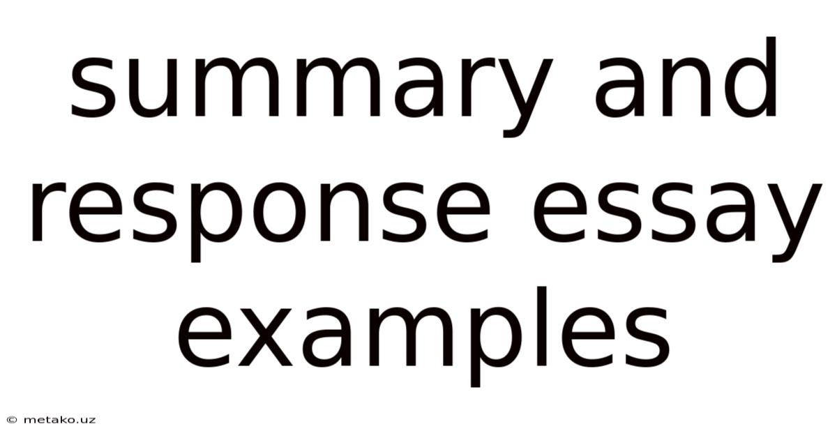 Summary And Response Essay Examples