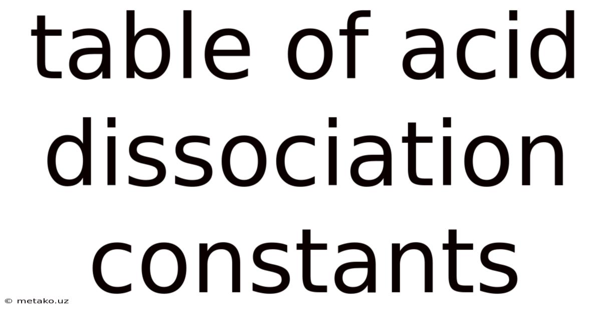 Table Of Acid Dissociation Constants