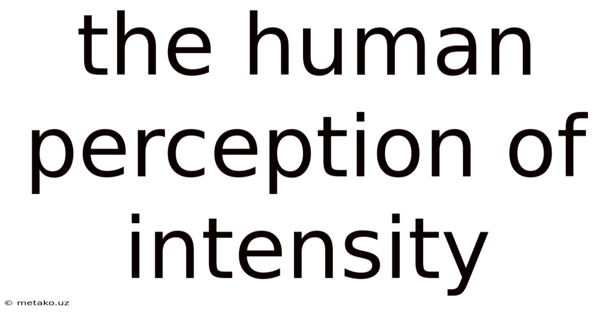 The Human Perception Of Intensity