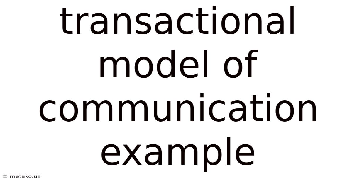 Transactional Model Of Communication Example