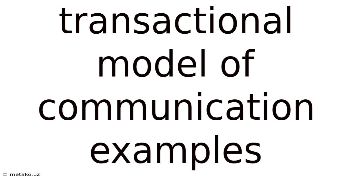 Transactional Model Of Communication Examples