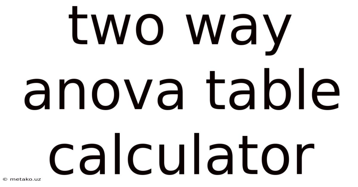 Two Way Anova Table Calculator