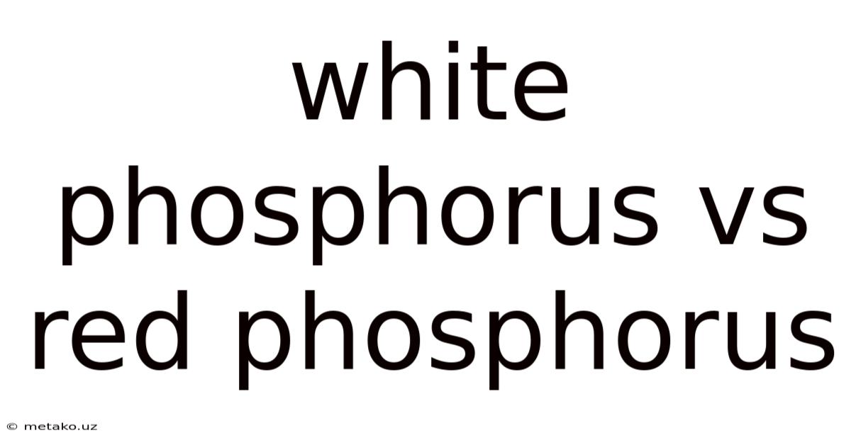 White Phosphorus Vs Red Phosphorus